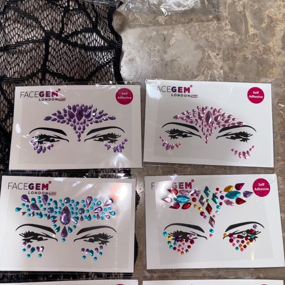 New 8 Pcs Face Jewels Rhinestone Face Gems Self Adhesive Body Crystal Stickers - Picture 2 of 10